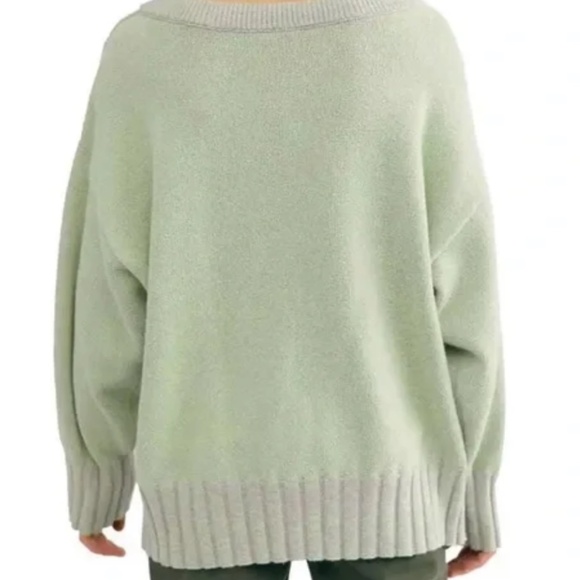 Free People Lime grey combo  Oversized pullover Sweater - Picture 2 of 8